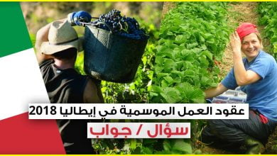 عقود العمل الموسمية في إيطاليا 2018 .. سؤال - جواب حول كل ما يتعلق بهذا الموضوع